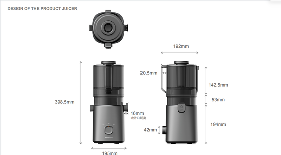 Fresh Smart HJ303 Juicer à mastication lente à pression complète remplissez, appuyez, servez