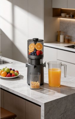 Centrifugeuse lente Fresh Smart HJ303 extra-large – Pour l'amour du jus frais avec goulotte de 155 mm, réservoir de 2400 ml, pressage à froid de 200 W et autonettoyant