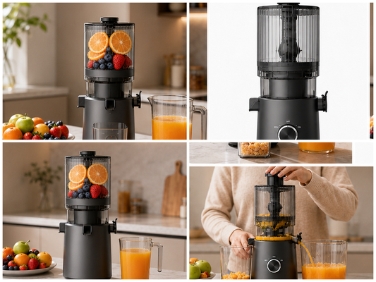 Centrifugeuse lente Fresh Smart HJ303 extra-large – Pour l'amour du jus frais avec goulotte de 155 mm, réservoir de 2400 ml, pressage à froid de 200 W et autonettoyant