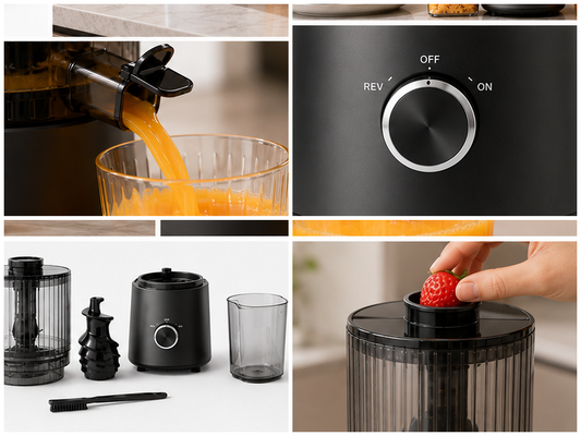Centrifugeuse lente Fresh Smart HJ303 extra-large – Pour l'amour du jus frais avec goulotte de 155 mm, réservoir de 2400 ml, pressage à froid de 200 W et autonettoyant