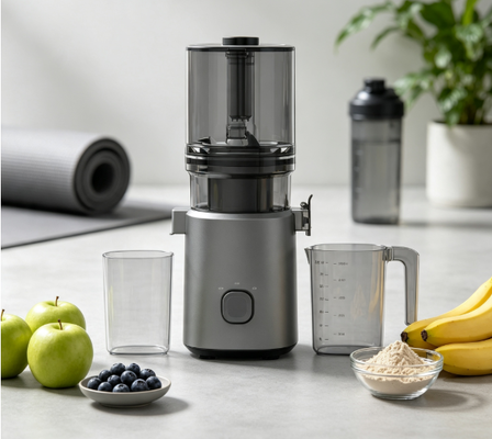 Juicer à mastication lente et extra large HJ303 Le juicer qui gère un ananas entier (et toute votre famille) avec une chute de 155 mm, une trémie de 2400 ml, une presse à froid de 200 W et un auto-nettoyage