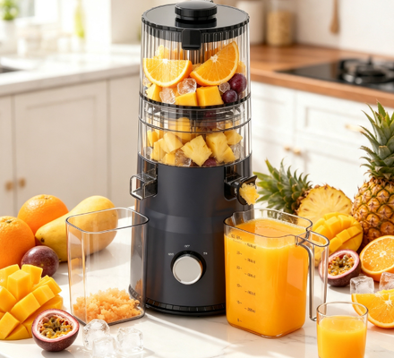 Centrifugeuse lente compacte Smart HJ103A de Fresh – La nouvelle couleur préférée de votre cuisine avec 4 options de couleur, goulotte de 135 mm, pressage à froid de 200 W et autonettoyante