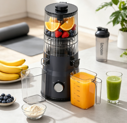 Centrifugeuse lente compacte HJ103A Smart Fresh – Exprimez votre style avec 4 options de couleur, goulotte large de 135 mm, pressage à froid de 200 W et autonettoyante