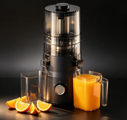 Juicer Smart HJ103A Compact à mâcher lent Édition multicolore élégante avec chute large de 135 mm, presse à froid 200W et auto-nettoyage pour les petites cuisines