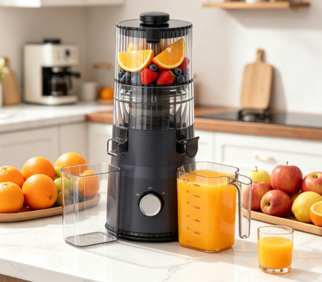 Extracteur de jus compact Smart HJ103 à rotation lente – Le compagnon de voyage idéal pour une vie saine en déplacement avec goulotte large de 135 mm, pressage à froid de 200 W et autonettoyant