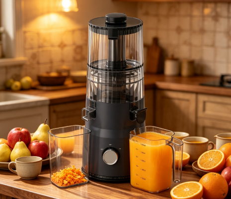Centrifugeuse lente multifonction Fresh Smart HJ102D – Créez des moments de bien-être avec 6 modes, goulotte large de 135 mm, pressage à froid de 200 W et autonettoyage