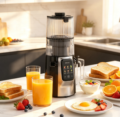Centrifugeuse lente multifonction Fresh Smart HJ102D – Le compagnon bien-être ultime avec 6 modes, goulotte large de 135 mm, pressage à froid de 200 W et auto-nettoyage