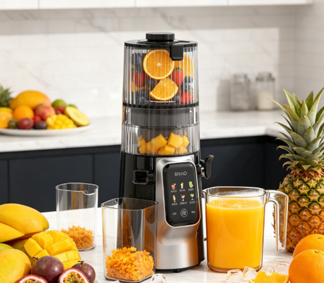 Centrifugeuse lente multifonction Fresh Smart HJ102D – Adoptez un mode de vie plus sain avec 6 modes, goulotte large de 135 mm, pressage à froid de 200 W et auto-nettoyage