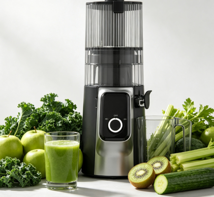 Fresh Smart HJ102C Juicer à mâcher lentement Le juicer qui vous aide à redécouvrir la vraie saveur avec 3 vitesses réglables, 135mm large chute, 200W de pressage à froid et auto-nettoyage