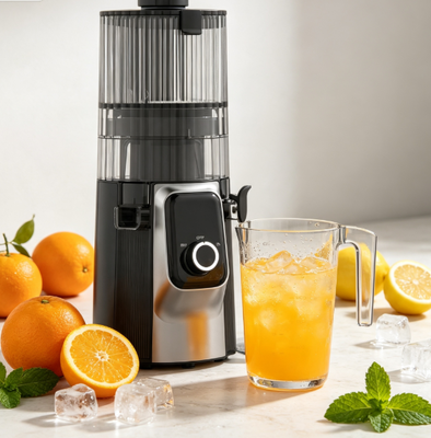 Centrifugeuse lente Smart HJ102C Fresh – La centrifugeuse qui transforme vos matins avec 3 vitesses réglables, goulotte large de 135 mm, pressage à froid de 200 W et auto-nettoyage
