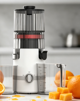 Centrifugeuse lente Smart HJ102B de Fresh – Vrai aliment, vrai rapide, vrai sûr pour votre famille avec goulotte de 135 mm, pressage à froid de 200 W, autonettoyant et verrouillage