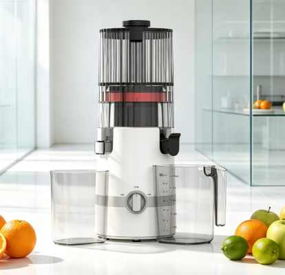 Centrifugeuse lente Smart HJ102B Fresh – La dose quotidienne de fraîcheur pour votre famille avec goulotte de 135 mm, pressage à froid de 200 W, autonettoyage et système de verrouillage de sécurité