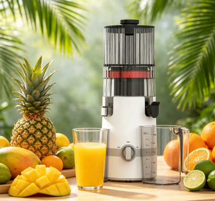 Centrifugeuse lente Smart HJ102B de Fresh – Là où le bien-être commence avec des jus frais, avec goulotte de 135 mm, pressage à froid de 200 W, autonettoyant et verrouillage de sécurité pour les familles