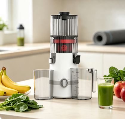 Centrifugeuse lente Smart HJ102B de Fresh – Le nouveau départ que votre famille mérite avec goulotte de 135 mm, pressage à froid de 200 W, autonettoyant et conception de sécurité
