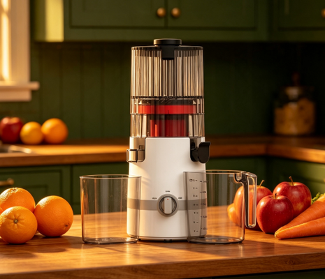 Centrifugeuse lente Smart HJ102B Fresh – Le parcours de votre famille vers une meilleure santé commence ici avec une goulotte de 135 mm, un pressage à froid de 200 W, un auto-nettoyage et un verrouillage de sécurité