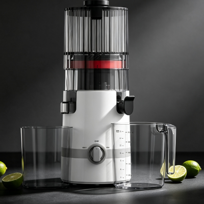Centrifugeuse lente Smart HJ102B Fresh – Apportez la fraîcheur à la maison avec goulotte de 135 mm, pressage à froid de 200 W, auto-nettoyage et verrouillage de sécurité fiable