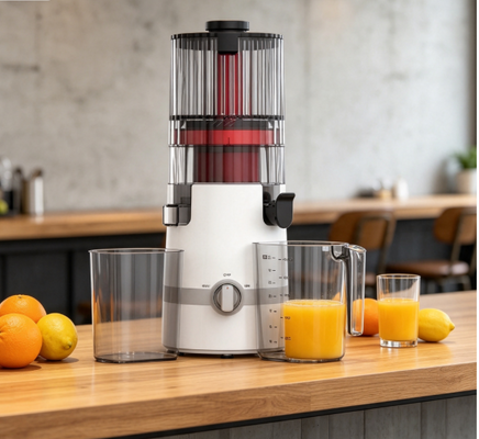 Fresh Smart HJ102B Juicer à mastication lente La joie du jus frais est sûre et simple avec une chute de 135 mm, une presse à froid de 200 W, un nettoyage automatique et un verrou familial