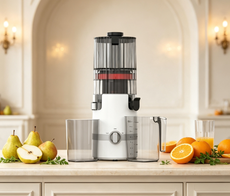 Fresh Smart HJ102B Juicer à mâcher lentement La façon la plus facile de faire du jus frais avec Smart Safety Lock, 135mm Chute, 200W Cold Press & Self-Cleaning pour chaque famille