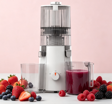 Fresh Smart HJ102A Santé digestive Juicer à mâcher lent Extracteur adapté à l'intestin de 200 W avec chute large de 135 mm, technologie de pressage à froid de 55 tours par minute pour une nutrition naturelle riche en enzymes