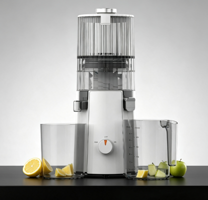 Centrifugeuse lente Smart HJ102A Fresh pour le voyage et le style de vie mobile – Extracteur portable léger de 200W avec goulotte large de 135mm, compatibilité mondiale double tension pour une nutrition saine en déplacement