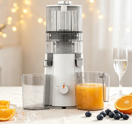 Centrifugeuse lente Smart HJ102A minimaliste et compacte – Extracteur peu encombrant de 200W avec goulotte large de 135mm, technologie d'extraction à froid de 55 tr/min pour petites cuisines, appartements et minuscules maisons
