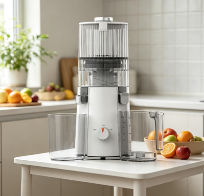 Centrifugeuse lente Smart HJ102A pour bureau et lieu de travail – Compacte 200W, silencieuse, avec goulotte large de 135 mm, technologie d'extraction à froid de 55 tr/min pour une nutrition saine au travail