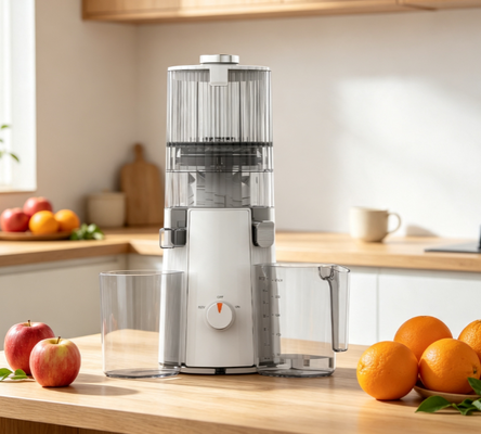 Juicer à pression froide domestique Smart HJ102A frais 55 RPM Extracteur à mastication lente avec une chute d'alimentation large de 135 mm, sans BPA et pièces sûres pour le lave-vaisselle pour la nutrition quotidienne de la famille