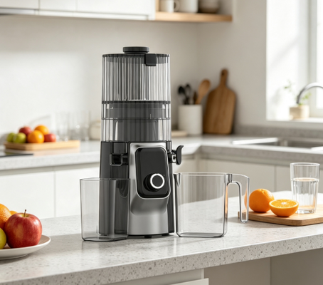 HJ102C Centrifugeuse lente ergonomique avec contrôle à 116°, grand bac à jus et pulpe, centrifugeuse domestique