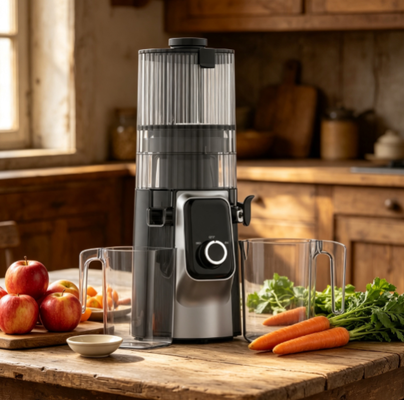 HJ102C 135mm à bouche large sans filtre Juicer à mastication lente, à faible bruit, facile à nettoyer Juicer de fruits et légumes